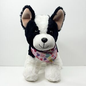 Walgreens Hug Me Black White Boston Terrier Dog Plush Stuffed Animal Bandana 12"